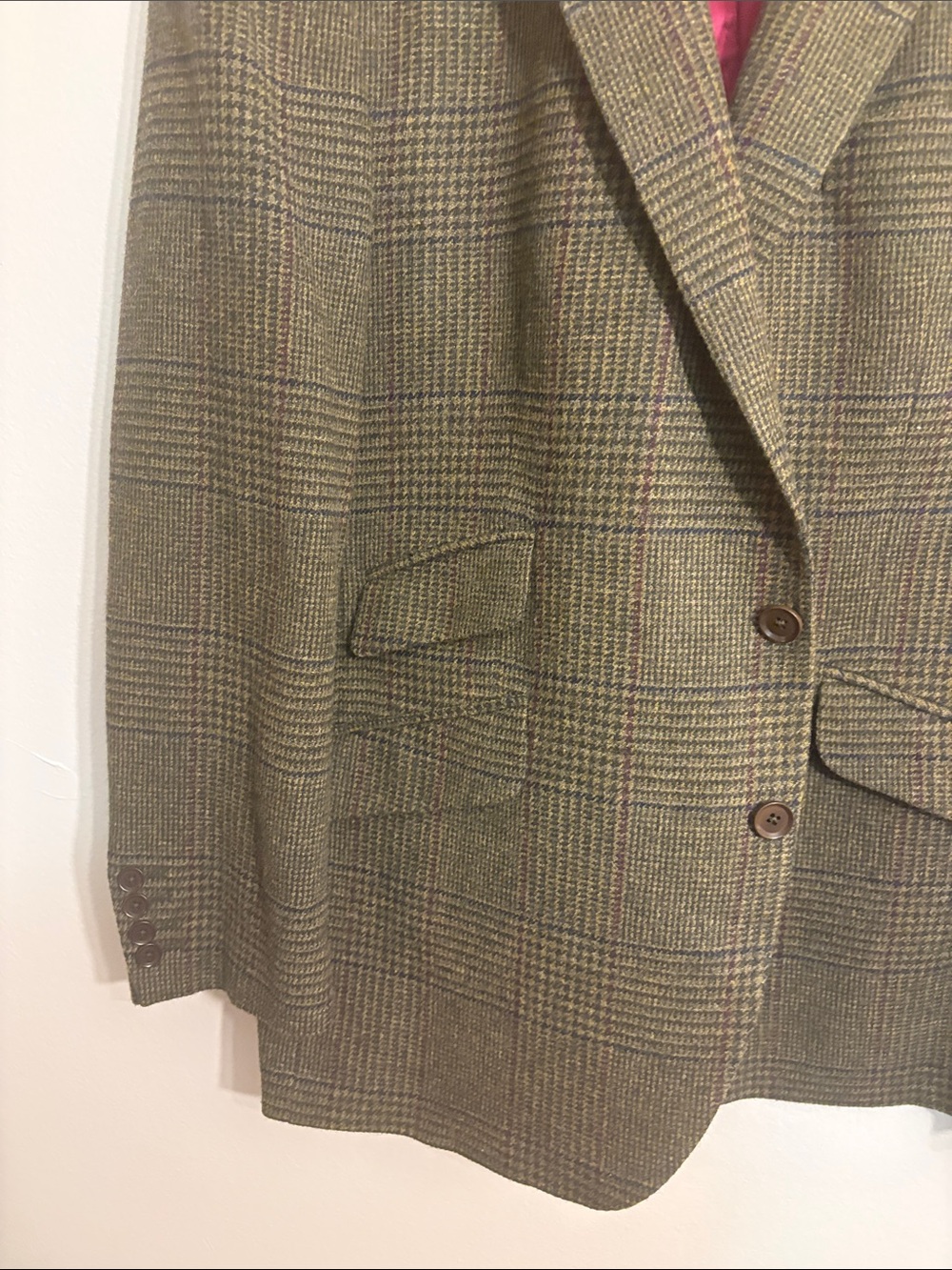 Charles Tyrwhitt Brown Glen Plaid Sport Coat with Pink Lining - Picture 10 of 13